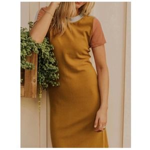 ROOLEE Wheeler Color Block Ribbed Knit Midi Dress